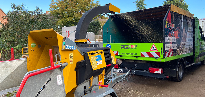 Baum fällen Seilklettertechnik / Hubarbeitsbühne